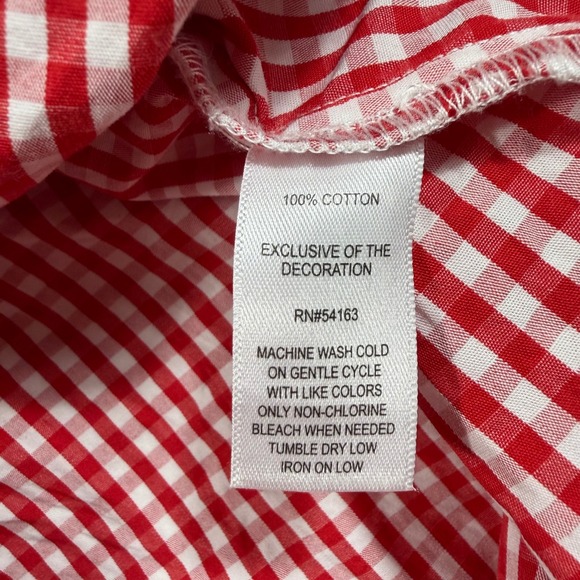 Marc New York Andrew Marc Red Gingham Embroidered Bell Sleeve Top Womens‎ XL - Picture 5 of 10